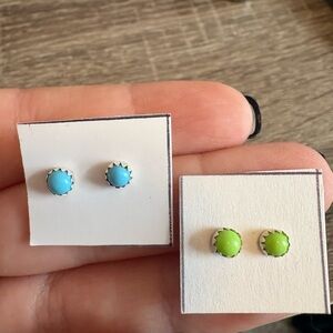 Native American Artist Linda Yazzie Stud Earrings Sterling Silver